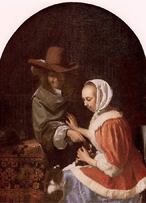 MIERIS, Frans van, the Elder Teasing the Pet Norge oil painting art